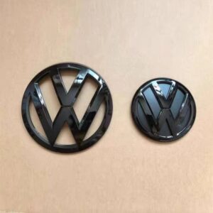 Emblema de rejilla delantera para radiador de coche, emblema de tapa trasera de maletero de 170mm, color negro brillante, compatible con volkswagen T6, 130mm