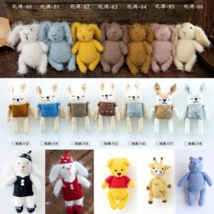 Accesorios de fotografía para recién nacido, animales lindos, muñeca de punto hecha a mano, Mohair, conejo de dibujos animados, juguetes para sesiones de estudio, accesorios para fotos