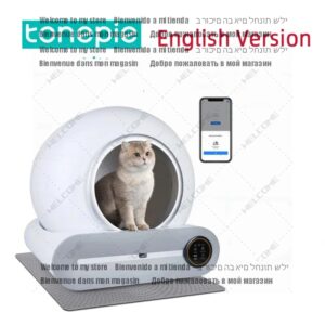 Tonepie-caja de arena inteligente automática para gatos, bandeja de inodoro para mascotas, versión en inglés, limpieza completamente cerrada, 65L