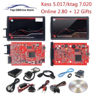 Kess-Ksuit V2 2024 K TAG 5.017 7.020 4 LED Master Unlimited Online Car TrucK ECU Tool BDM Frame OBD2, Kit de programador, 2,25