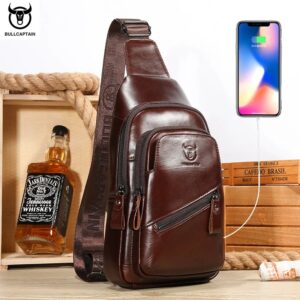BULLCAPTAIN-Bolso de pecho de cuero para hombre, bandolera informal de gran capacidad, clásico, XB 2023, lo último en 127