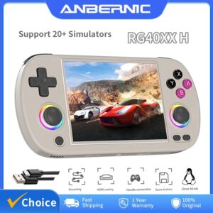 ANBERNIC-consola de juegos portátil RG40XX H, sistema Linux de 64 bits, 4,0 pulgadas, IPS, 3200mAh, Retro, 64 GB, más de 5000 juegos, regalo