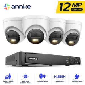 ANNKE-sistema de cámaras de seguridad Ultra HD 3K/NVR 5MP POE con micrófono incorporado, luz Dual a Color, visión nocturna, videovigilancia CCTV