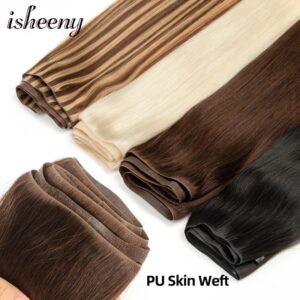 Extensiones de cabello humano de trama de piel de PU Invisible, mechones de cabello de inyección larga de 120cm, cabello rubio Natural, microtrama sin pegamento de cinta, 80-100g