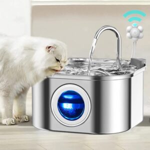 Dispensador de agua transparente con sensor para gatos, fuente de agua de acero inoxidable con filtro automático, supersilenciosa y para mascotas, 3,2 l/108oz