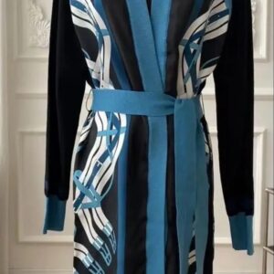 Cárdigan largo informal de punto para mujer, ropa de 2 colores, moda de diseñador, Otoño, 2024