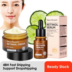Crema Facial de Retinol y suero para ojos, producto para el cuidado de la piel Facial, reafirmante, Lifting, antienvejecimiento, arrugas, Reduce las arrugas, líneas finas, 2 unidades por juego