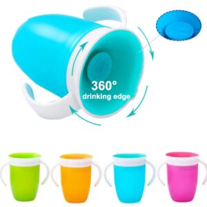 Vasos de agua giratorios para bebé, botella de aprendizaje con tapa abatible de doble ASA, a prueba de fugas, 360 grados