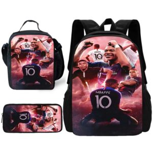 Mochila escolar de fútbol Kylians para niños, bolsas de almuerzo, bolsas de lápices, mochilas escolares para niños y niñas, el mejor regalo