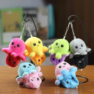 LLavero de juguete inverso de pulpo invertido, colgante de peluche mullido Kawaii, decoración de mochila escolar, regalo creativo encantador