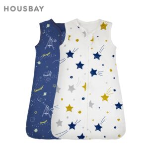 Saco de dormir fino para bebé, ropa de dormir para niños, manta antipatadas, estampado de dibujos animados de cielo de estrellas, 100% algodón, verano, 3-18 meses