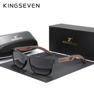 KINGSEVEN-Gafas De sol polarizadas Vintage para hombre y mujer, lentes De madera con protección UV400, cuadradas, a la moda, 100%