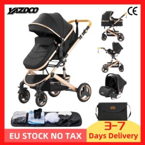 Cochecito de bebé 3 en 1, carrito de viaje portátil y lujoso, plegable, marco de aluminio de paisaje alto, para recién nacido