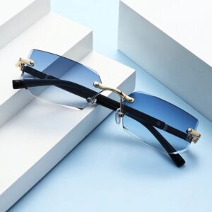 Gafas de sol sin montura para hombre y mujer, lentes rectangulares sin marco, Retro, para viajar, verano, UV400
