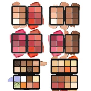 Caja de hierro multicolor para colorete, placa correctora, paleta de contorno y resaltador, maquillaje, colorete facial, 12 colores