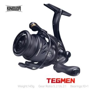 Kingdom Tegmen-Carretes de pesca giratorios 5,2: 1 6,2: 1 143g, Ratio de engranaje de alta velocidad, fibra de carbono ligera, arrastre del cuerpo 10 + 1, cantidad de rodamientos