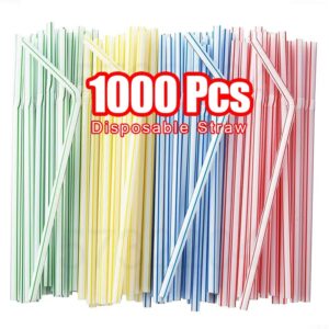 Pajitas de plástico para beber de 50-1000 piezas, rietjes de colores, flexibles, suministros para fiestas de boda, cocina