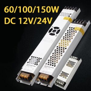 Transformador de tira de luz, adaptador de corriente de 60W, 100W, entrada AC220V, salida DC12V, 24V, controlador de interruptor 5A, 12A