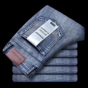 Wthinlee-pantalones vaqueros de negocios para hombre, Jeans informales, elásticos, clásicos, azul y negro, ropa de marca