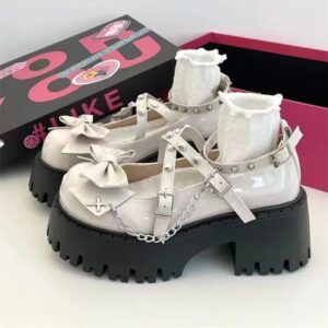 Mary Jane zapatos antideslizantes para mujer, calzado grueso de Color liso con nudo de mariposa, a la moda, para exteriores, Lolita, gran oferta, primavera 2024