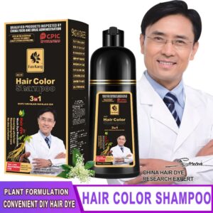 Champú de tinte para el cabello a base de hierbas naturales, champú de Color 3 en 1 para el cabello Gary, cobertura de cabello marrón oscuro negro y gris para hombres y mujeres, 500ml