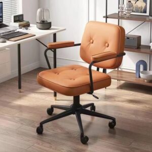 Silla de oficina giratoria de elevación para el hogar, asiento de respaldo simple para estudio, dormitorio, sillón de acero fra, nuevo, P11