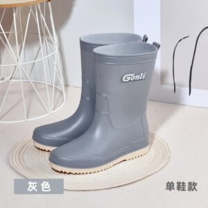 Botas de lluvia antideslizantes para mujer, zapatos impermeables, simples, de goma, a media pantorrilla, para exteriores, lavado de coches y cocina
