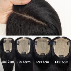 Cabello humano con Base de seda para mujer, 4 tamaños, cuero cabelludo Natural transpirable, parte superior virgen, piezas de cabello humano europeo