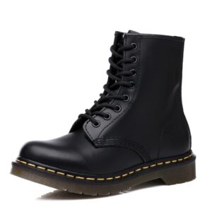 Botas de cuero suave para hombre y mujer, Botines altos de estilo británico para motocicleta, con 8 ojos, primavera y otoño, 988