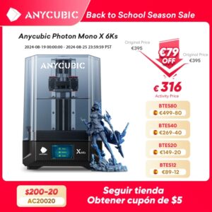 ANYCUBIC LCD Impresora 3D Photon Mono X 6Ks 9.1 '' 6K Pantalla grande Impresión 3D 4.76L Volumen de construcción UV Resina SLA Impresoras 3D