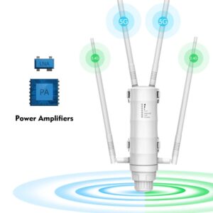 Repetidor WiFi inalámbrico AC1200 de alta potencia para exteriores, enrutador AP/WiFi Dual Dand 2,4G + 5Ghz, extensor de largo alcance POE