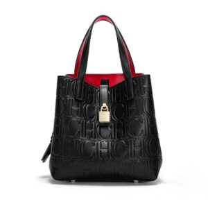 Bolso de mano con letras impresas para mujer, accesorio de Metal de gran capacidad, estilo clásico, artesanía Retro, novedad de 2024