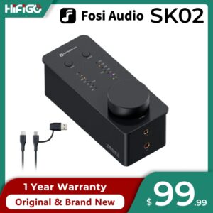 Fosi Audio-preamplificador de auriculares SK02, DAC de escritorio, ES9038Q2M, DAC, SGM8262, op-amp, PCM384kHz, DSD256, perilla infinita multifuncional