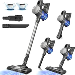 DayPlus-aspiradora de mano inalámbrica con palo, 15000PA, 6 en 1 con luz LED + 2 filtros HEPA + batería de 6 celdas de 2000mAh, Pet, hendidura