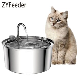 Alimentador de agua de acero inoxidable para mascotas, fuente de agua automática, USB, eléctrica, silenciosa, filtro para gatos y perros, tazón para beber inteligente