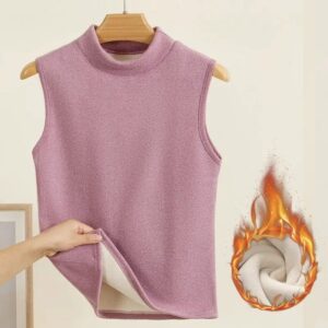 Ropa interior térmica sin huellas para mujer, chaleco grueso de terciopelo, Tops térmicos cómodos, ropa interior sin mangas de lana de cordero
