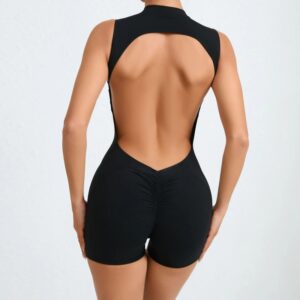 Monos cortos de Yoga sin mangas para mujer, ropa deportiva de entrenamiento sin espalda, una pieza, sin costuras, novedad de 2024