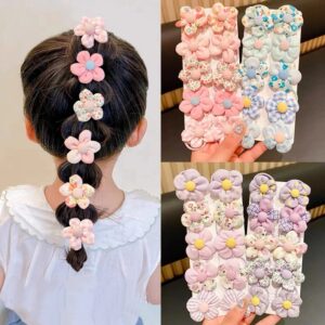 Bandas elásticas para el pelo para niña, accesorios para el cabello de goma suave con flores de colores bonitos, 10 unidades por Set