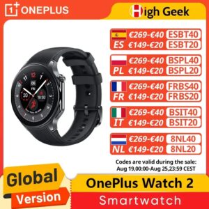 Versión Global OnePlus Watch 2 Reloj Inteligente Pantalla AMOLED de 1.43'' Snapdragon W5 Gen 1 GPS de Doble Frecuencia Wear OS 4 100+ Modos Deportivos NFC