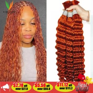 Onda de cabello humano trenzado a granel, Cabello para trenzar sin trama, onda profunda, cabello a granel para trenzar, Micro cabello trenzado de imitación para trenzas boho