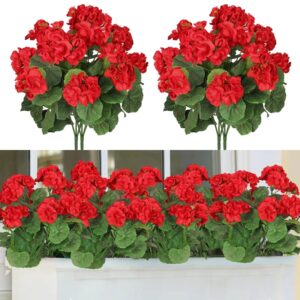Geranios artificiales de seda para exteriores, flores de imitación para boda, decoración de fiesta en casa, jardín, decoración de mesa de cemento, 1 piezas