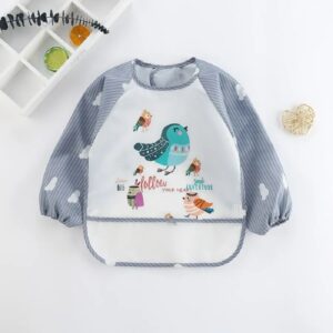 1 unidad de delantal de Arte de manga larga de dibujos animados para bebés, delantal de animales, babero para bebés, ropa suave