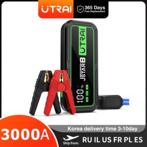 UTRAI-arrancador de batería de coche, dispositivo de arranque de batería portátil de 3000A, cargador portátil para batería de emergencia de 8.0L/6.0L