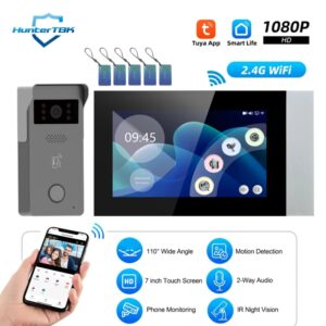 Sistema de seguridad para el hogar, videoportero inteligente con 2 cables, Wifi, 1080P, pantalla táctil a Color de 7 pulgadas, cámara, timbre de puerta