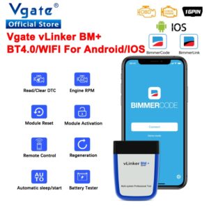 Vgate-herramienta de diagnóstico de coche vLinker BM ELM327 para BMW, escáner wifi, Bluetooth 4,0, OBD2, OBD 2, Bimmercode ELM 327 V 1 5
