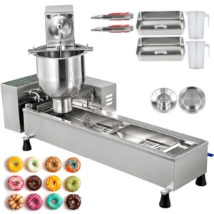 BuoQua Máquina para Hacer Rosquillas, 7 L, Máquina de Donuts Comercial de Sola una Hilera, Buñuelos Máquina de Acero Inoxidable 304, Donas de 3 Tamaños, Control Inteligente, para Restaurante y Casa