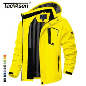 TACVASEN-Chaqueta ligera para hombre, cortavientos de malla forrada, impermeable, para lluvia, pesca al aire libre, senderismo, primavera y otoño