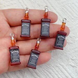 Colgante de resina 3D para fabricación de joyas, 10 piezas, botella de vino, Alcohol, pendientes, llavero, bricolaje