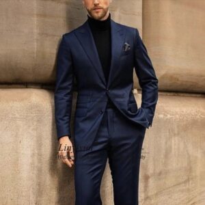 Traje informal azul marino Para hombre, Blazer ajustado De negocios, esmoquin De graduación, chaqueta diaria De 2 piezas, pantalones, Trajes De Boda Para Hombres 2023