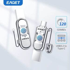 Eaget-unidad Flash USB 128 con cifrado de huellas dactilares, memoria USB de 32 GB, 64 GB, 256 GB, 3,2 GB, tipo C